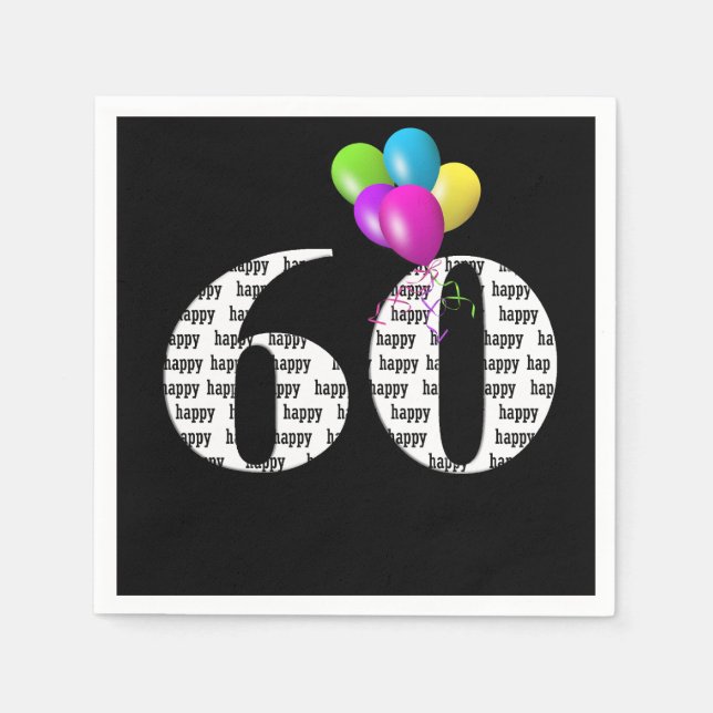 Serviette En Papier Ballons de fête du 60e anniversaire (Devant)