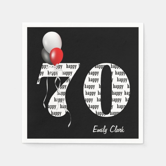 Serviette En Papier Ballons de fête du 70e anniversaire (Devant)