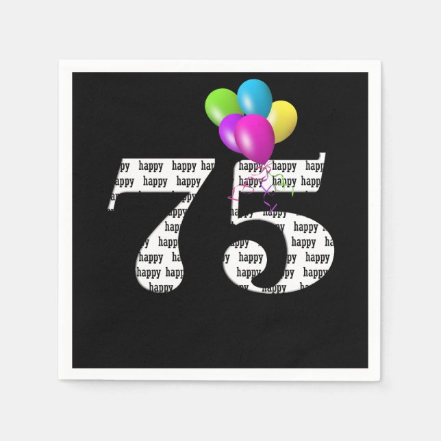 Serviette En Papier Ballons de fête du 75e anniversaire (Devant)