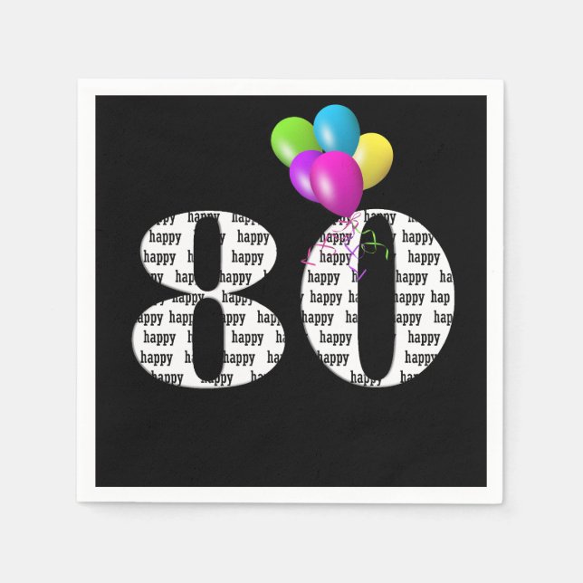 Serviette En Papier Ballons de fête du 80e anniversaire (Devant)