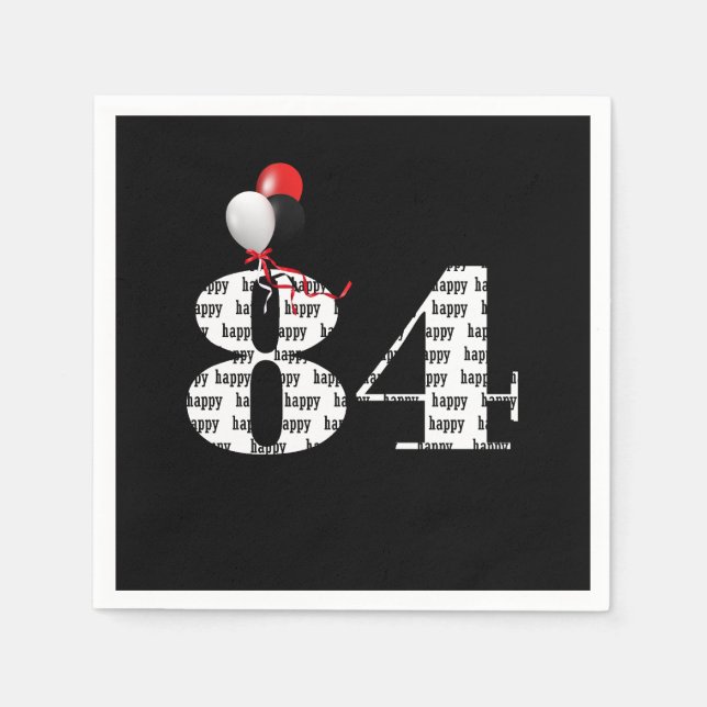 Serviette En Papier Ballons de fête du 84e anniversaire (Devant)