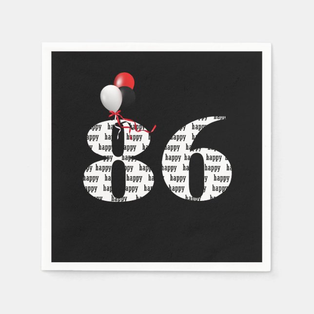 Serviette En Papier Ballons de fête du 86e anniversaire (Devant)