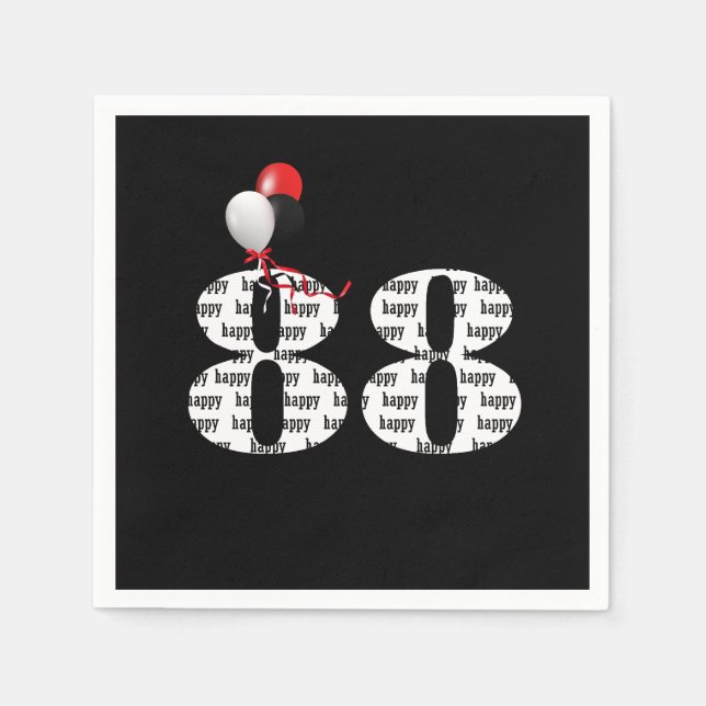Serviette En Papier Ballons de fête du 88e anniversaire (Devant)