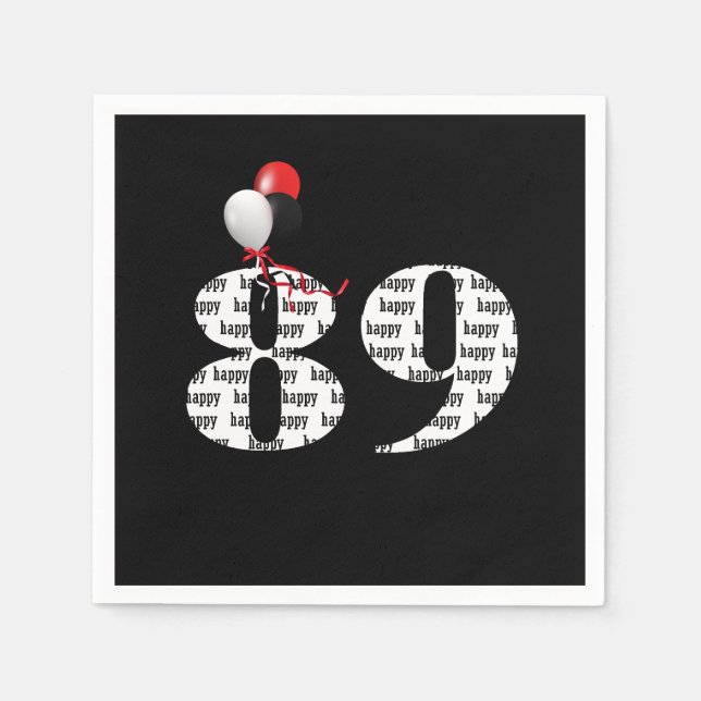 Serviette En Papier Ballons de fête du 89e anniversaire (Devant)