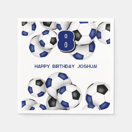 Serviette En Papier Ballons de football noir bleu anniversaire de enfa