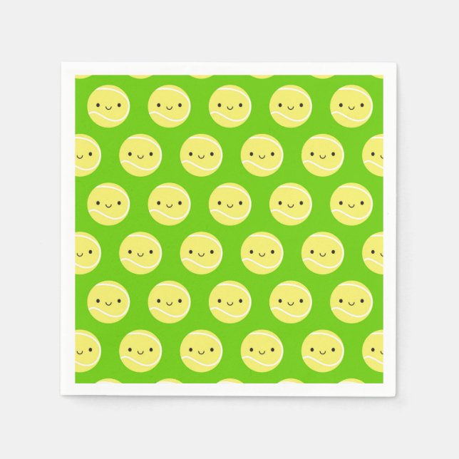 Serviette En Papier Ballons de tennis de Kawaii (Devant)