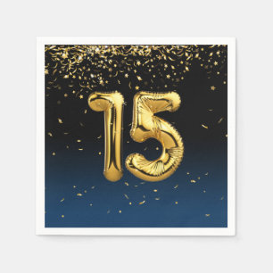 Serviette En Papier Ballons d'or du 15e anniversaire