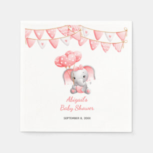 Serviette En Papier Ballons éléphant rose Baby Shower 