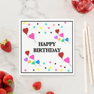 Serviette En Papier Ballons en forme de cœur pour anniversaire à pois