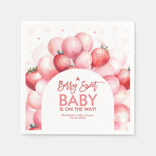 Serviette En Papier Ballons fraises Baby shower rouge et rose
