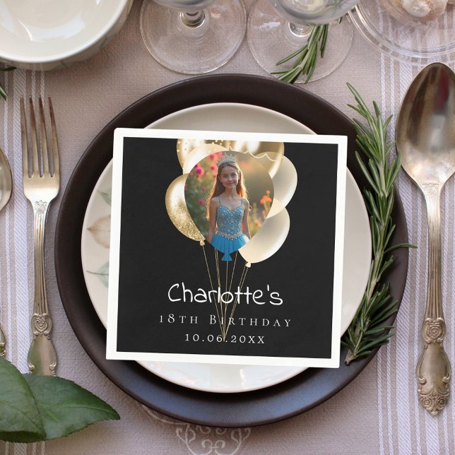 Serviette En Papier Ballons photo en or noir (Créateur téléchargé)