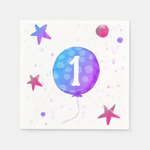 Serviette En Papier Ballons rose mignonne Fille 1er anniversaire fête