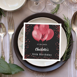Serviette En Papier Ballons rouges noirs confetti fête d'anniversaire