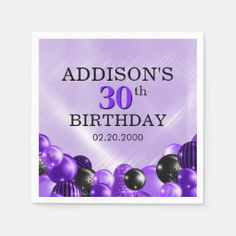 Serviette En Papier Ballons violet Anniversaire