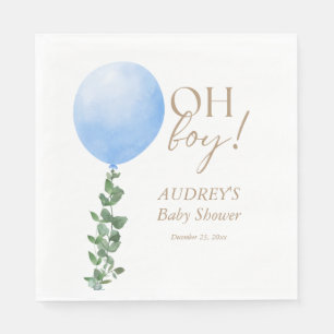 Serviette En Papier Balloon bleu Aquarelle bébé garçon douche Oh garço