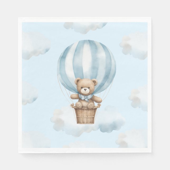 Serviette En Papier Balloon chaud Teddy Bear Baby shower neutre Napkin (Devant)