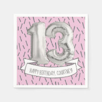 Balloon rose et gris Filles 13e anniversaire