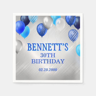 Serviette En Papier Balloons Bleus Anniversaire