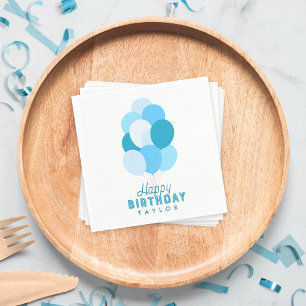 Serviette En Papier Balloons Bleus Joyeux Anniversaire