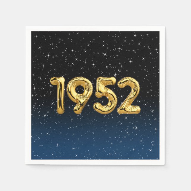 Serviette En Papier Balloons D'Anniversaire 1952 En Étoiles Serviettes (Devant)