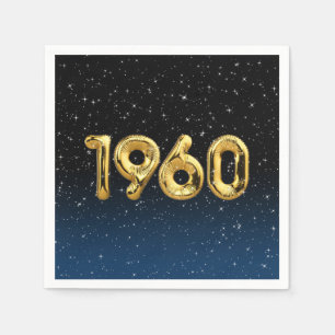 Serviette En Papier Balloons D'Anniversaire 1960 En Étoiles Serviettes