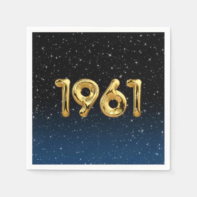 Serviette En Papier Balloons D'Anniversaire 1961 En Étoiles Serviettes (Devant)