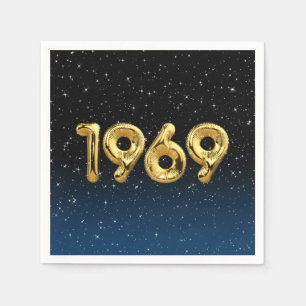 Serviette En Papier Balloons D'Anniversaire 1969 En Étoiles Serviettes
