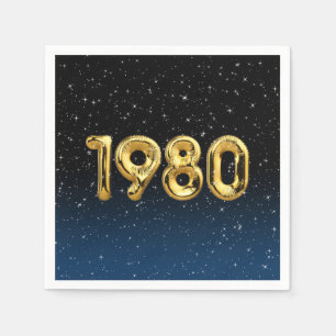 Serviette En Papier Balloons D'Anniversaire 1980 En Étoiles Serviettes