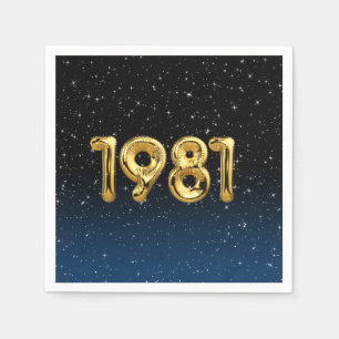 Serviette En Papier Balloons D'Anniversaire 1981 En Étoiles Serviettes