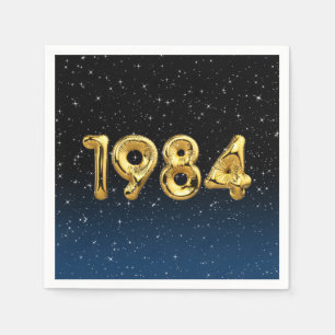 Serviette En Papier Balloons D'Anniversaire 1984 En Étoiles Serviettes