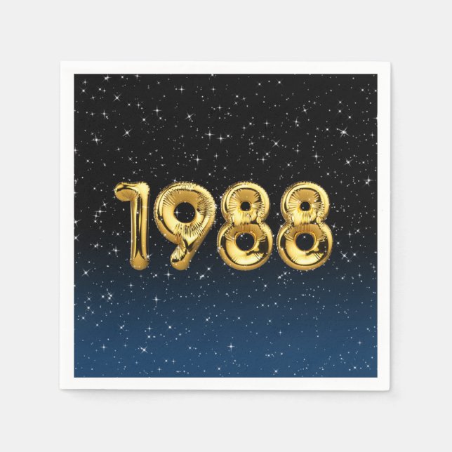 Serviette En Papier Balloons D'Anniversaire 1988 En Étoiles Serviettes (Devant)