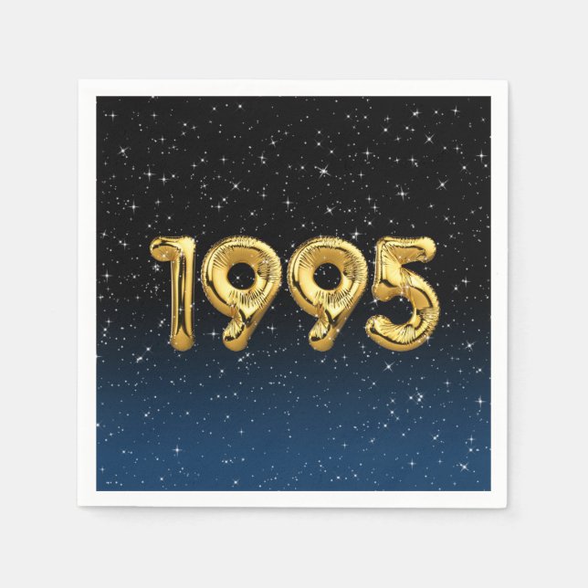 Serviette En Papier Balloons D'Anniversaire 1995 En Étoiles Serviettes (Devant)
