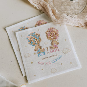 Serviette En Papier Balloons Ours Teddy Bearly Wait Sexe Révéler