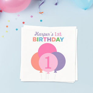 Serviette En Papier Balloons Pastel Anniversaire Fille Coloré