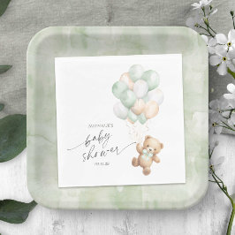 Serviette En Papier Balloons verts Sage, Bearly wait Genre Neutre