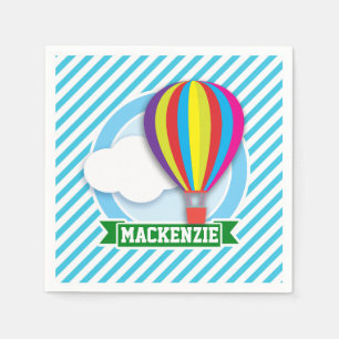 Serviette En Papier Ballotte à air chaud; bandes bleues et blanches