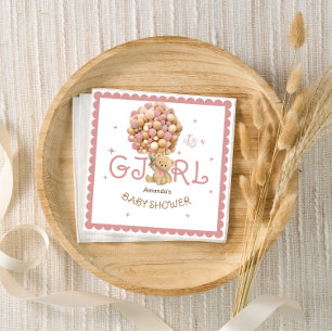 Serviette En Papier Ballotte d'ours rose moderne douche bébé fille