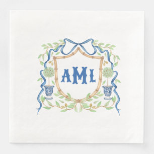 Serviette En Papier Bambou et poitrine opiacée Monogramme