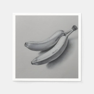 Serviette En Papier Banane Exotique sur Fond Gris