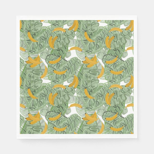 Serviette En Papier Banane tropicale moderne Motif vert (Devant)