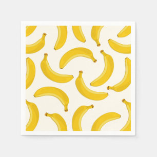 Serviette En Papier Bananes Fruits tropicaux Imprimer, jaune et blanc