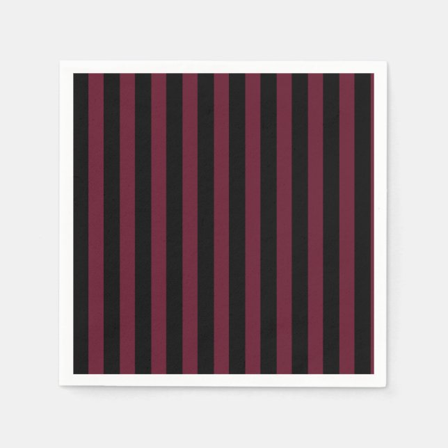 Serviette En Papier Bande bordeaux et noire (Devant)