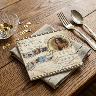 Serviette En Papier Bande de film dorée neutre Photo personnalisée d'a