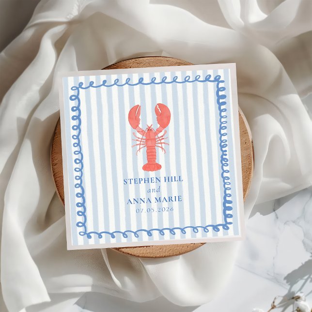 Serviette En Papier Bande de homard Mariage nautique Napkin (Créateur téléchargé)