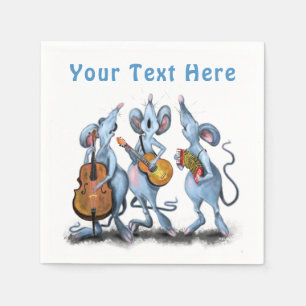 Serviette En Papier Bande de souris romantique amusante - Texte person