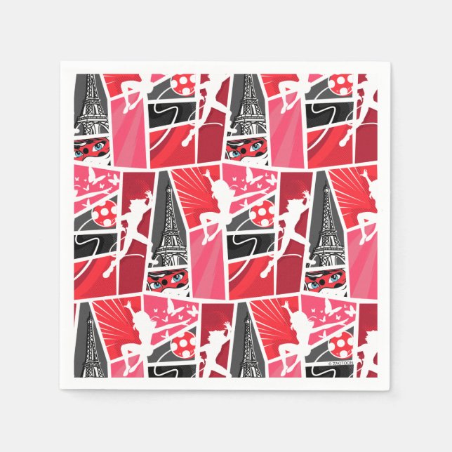 Serviette En Papier Bande dessinée Miraculaire Ladybug Paris Motif (Devant)