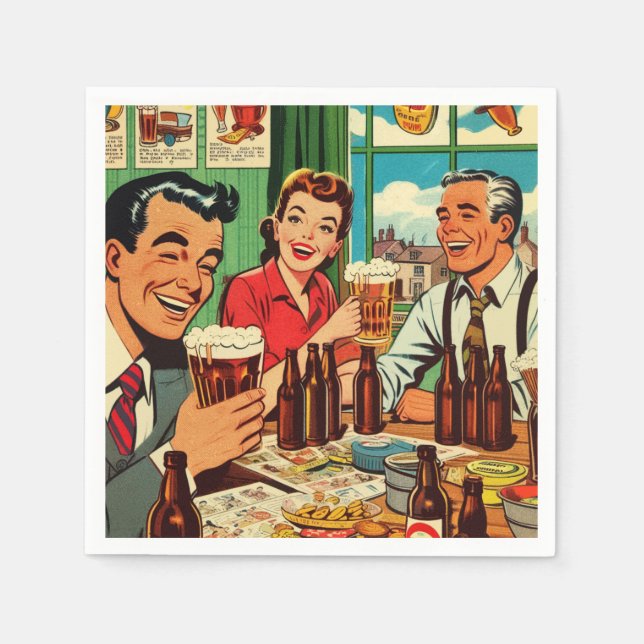 Serviette En Papier Bande dessinée Retro Bar (Devant)
