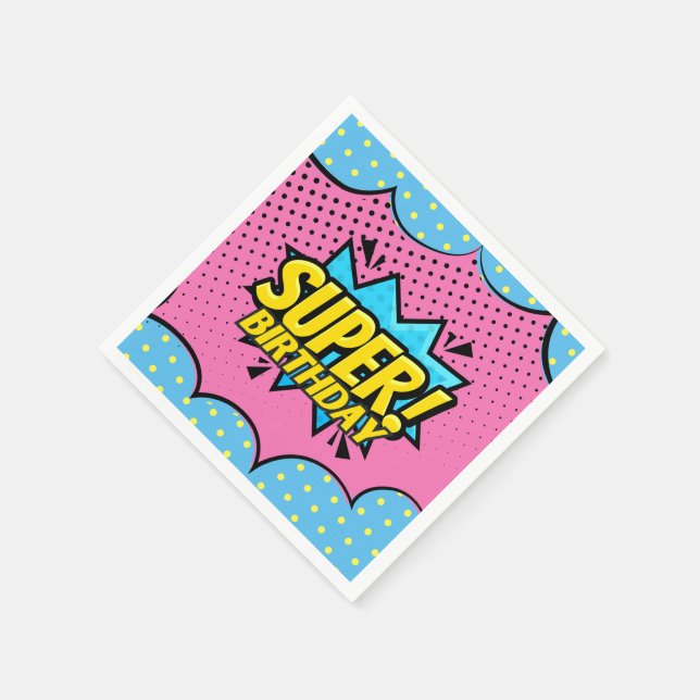 Serviette En Papier Bande dessinée super-héros fille anniversaire (Coin)