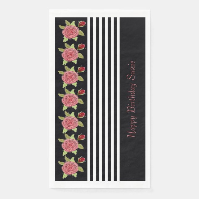 Serviette En Papier Bande Noire Et Blanche Moderne (Devant)