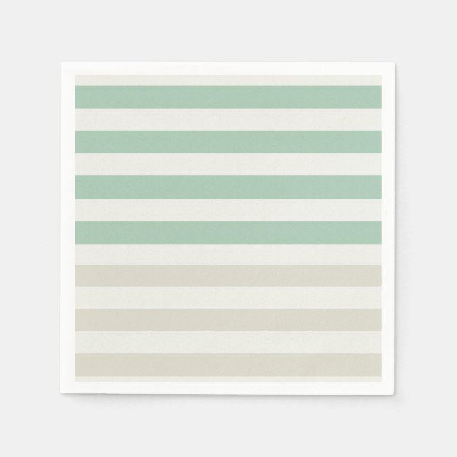 Serviette En Papier Bandes à la menthe, pâles et blanches (Devant)